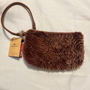 Patricia Nash Faux Fur Tan Wristlet